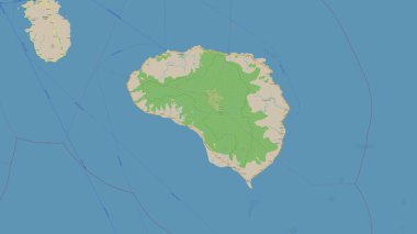 Sibuyan Island in the Philippine Sea on a topographic, OSM standard style map clipart