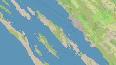 Adriyatik Denizi 'ndeki Ugliano Adası, OSM standart haritası üzerinde