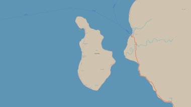 Banda Denizi 'nde bulunan Pulau Wetan topografik, OSM standart haritası