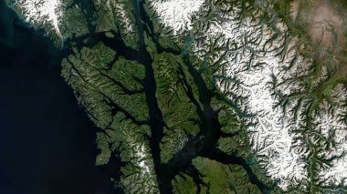 Güneydoğu Alaska ve British Columbia 'nın sahil sularında 14 Eylül 2020' de çekilmiş bir uydu görüntüsü.