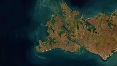 Timor Denizi 'ndeki Bathurst Adası 6 Eylül 2023' te çekilmiş bir uydu görüntüsü.