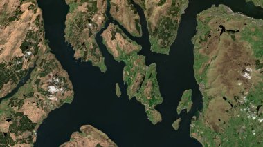 İskoçya 'nın batı kıyısındaki İç Denizler' deki Bute Adası 24 Nisan 2024 'te çekilmiş bir uydu görüntüsü.