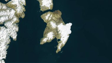 Barents Denizi 'ndeki Edgeya Adası 27 Temmuz 2019' da çekilmiş bir uydu görüntüsü.