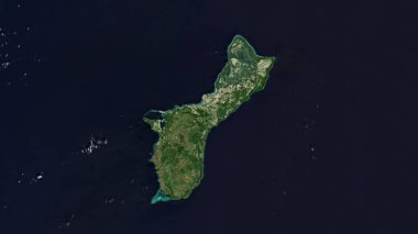 Filipin Denizi 'ndeki Guam Adası. 21 Kasım 2021' de çekilmiş bir uydu görüntüsü.