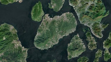 Ikuchi Island in the Seto Naikai or Inland Sea on a satellite image taken in May 23, 2021 clipart