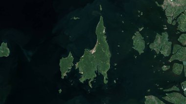 Kau Ye Kyun Island in the Andaman or Burma Sea on a satellite image taken in December 11, 2019 clipart