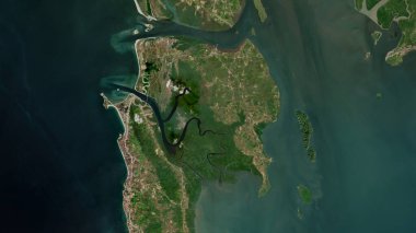 Ko Lanta Noi Island in the Malacca Strait on a satellite image taken in February 15, 2021 clipart