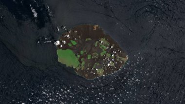 Marchena Island in the South Pacific Ocean on a satellite image taken in March 6, 2024 clipart