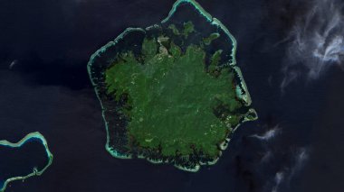 Ponape Island in the North Pacific Ocean on a satellite image taken in January 27, 2021 clipart