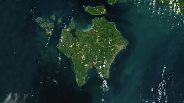 Güney Çin Denizi 'ndeki Pulau Singkep 15 Şubat 2018' de çekilmiş bir uydu görüntüsü.