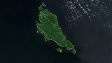 Pulau Sipora in the Indian Ocean on a satellite image taken in July 13, 2019 clipart