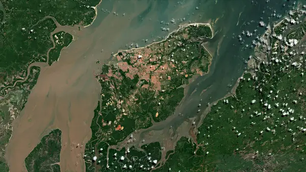 Ilha de Sao Luis, Güney Atlantik Okyanusu 'nda 29 Haziran 2019' da çekilmiş bir uydu görüntüsü.