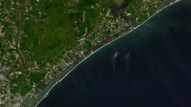 Topsail Island in the North Atlantic Ocean on a satellite image taken in October 22, 2023 clipart