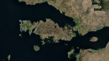 İskoçya 'nın batı kıyısındaki İç Denizler' deki Ulva Adası 4 Haziran 2023 'te çekilmiş bir uydu görüntüsü.