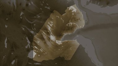 Cibuti, sepia tonlarında göller ve nehirlerle renklendirilmiş bir yükseklik haritasına vurgulandı