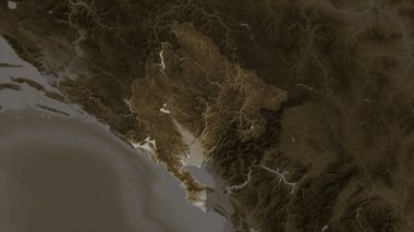 Karadağ, sepia tonlarında göller ve nehirlerle renklendirilmiş bir yükseklik haritasına vurgu yaptı