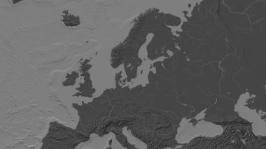 Baltic Sea region excluding (without) sub-basins on the background of a bilevel elevation map of the world in the Patterson Cylindrical projection