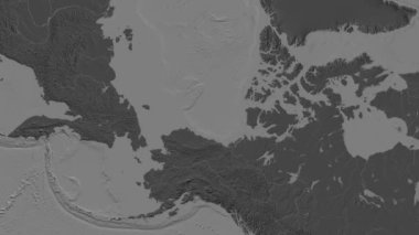 Patterson silindirik projeksiyonunda dünyanın bilek yüksekliği haritasının arka planında yer alan Beaufort Denizi bölgesi
