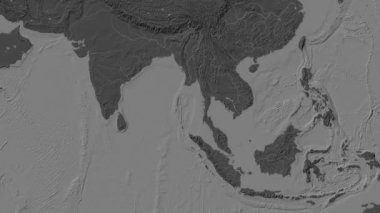 Andaman veya Burma Denizi. Patterson silindirik projeksiyonunda bir bileklik yükseklik haritasında konum diyagramı