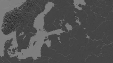 Finlandiya Körfezi. Patterson silindirik projeksiyonunda bir bileklik yükseklik haritasında konum diyagramı