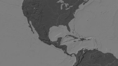 Meksika Körfezi. Patterson silindirik projeksiyonunda bir bileklik yükseklik haritasında konum diyagramı
