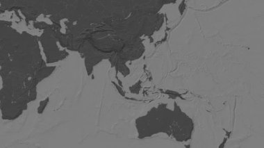 South China Sea without sub-basins. Location diagram on a bilevel elevation map in the Patterson Cylindrical projection