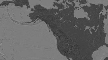 Güneydoğu Alaska ve British Columbia 'nın sahil suları. Patterson silindirik projeksiyonunda bir bileklik yükseklik haritasında konum diyagramı