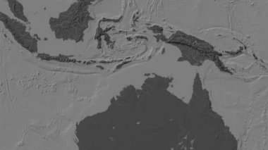 Timor Denizi. Patterson silindirik projeksiyonunda bir bileklik yükseklik haritasında konum diyagramı