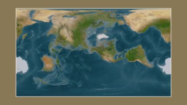 Alaska Körfezi. Patterson silindirik projeksiyonunda bir uydu görüntü haritasına yakın plan