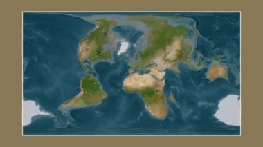 Alboran Denizi. Patterson silindirik projeksiyonunda bir uydu görüntü haritasına yakın plan