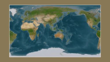 Bali Denizi. Patterson silindirik projeksiyonunda bir uydu görüntü haritasına yakın plan