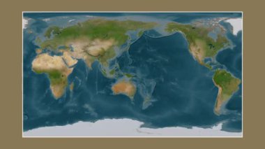 Bismarck Denizi. Patterson silindirik projeksiyonunda bir uydu görüntü haritasına yakın plan