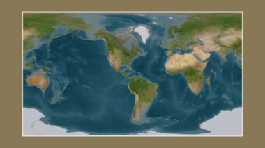 Karayip Denizi. Patterson silindirik projeksiyonunda bir uydu görüntü haritasına yakın plan