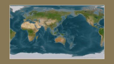 Ünlüler Denizi. Patterson silindirik projeksiyonunda bir uydu görüntü haritasına yakın plan
