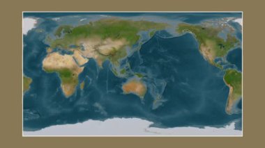 Ceram Denizi. Patterson silindirik projeksiyonunda bir uydu görüntü haritasına yakın plan
