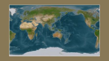 Flores Denizi. Patterson silindirik projeksiyonunda bir uydu görüntü haritasına yakın plan