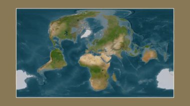 İyon Denizi. Patterson silindirik projeksiyonunda bir uydu görüntü haritasına yakın plan