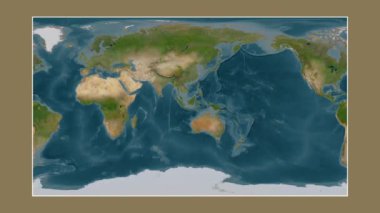 Java Denizi. Patterson silindirik projeksiyonunda bir uydu görüntü haritasına yakın plan