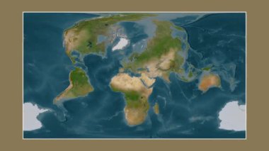 Mediterranean Sea - Eastern Basin (excluding sub-basins). Close-up on a satellite image map in the Patterson Cylindrical projection