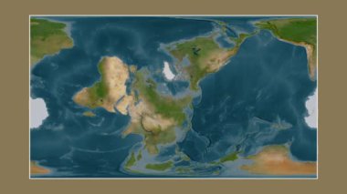 Laptev Denizi. Patterson silindirik projeksiyonunda bir uydu görüntü haritasına yakın plan