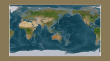 Molukka Denizi. Patterson silindirik projeksiyonunda bir uydu görüntü haritasına yakın plan