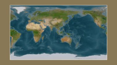 Singapur Boğazı. Patterson silindirik projeksiyonunda bir uydu görüntü haritasına yakın plan
