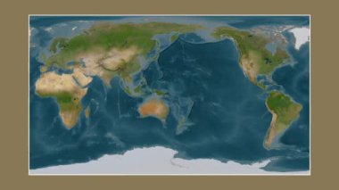 Solomon Denizi. Patterson silindirik projeksiyonunda bir uydu görüntü haritasına yakın plan