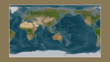 Tomini Körfezi. Patterson silindirik projeksiyonunda bir uydu görüntü haritasına yakın plan