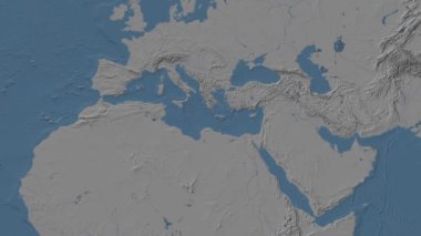 Mediterranean Sea - Eastern Basin (excluding sub-basins). Location diagram on a blue and gray colored elevation map in the Patterson Cylindrical projection