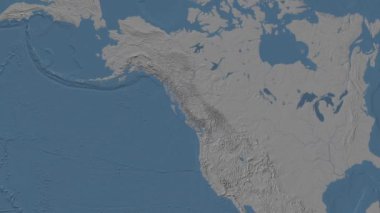 Güneydoğu Alaska ve British Columbia 'nın sahil suları. Patterson silindirik projeksiyonunda mavi ve gri renkli yükseklik haritası üzerinde konum diyagramı