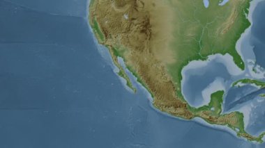 Kaliforniya Körfezi. Patterson silindirik projeksiyonunda soluk renkli bir yükseklik haritasında konum diyagramı