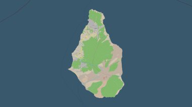 Montserrat highlighted on a topographic, OSM standard style map clipart