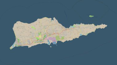 Saint Croix - U.S. Virgin Islands highlighted on a topographic, OSM standard style map clipart