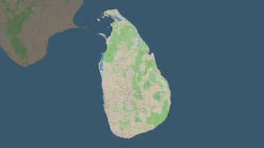 Sri Lanka bir topografik, OSM standart biçim haritasına vurgulandı